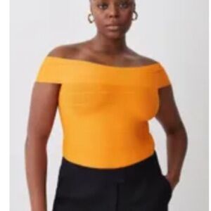 Karen Millen Knitted Bandage Bardot - Off-Shoulder Orange